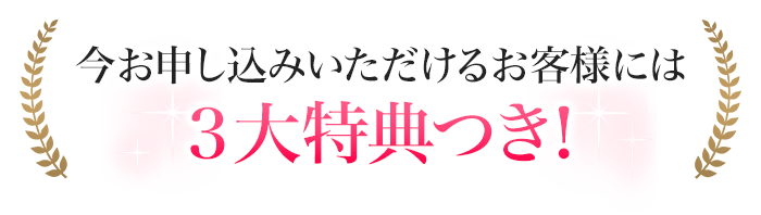 今お申し込みいただけるお客様には3大特典つき！