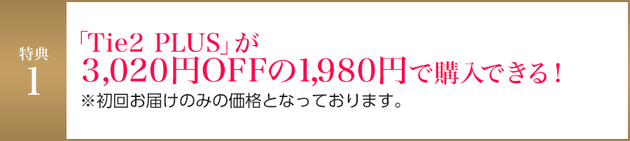 「Tie2 PLUS」が3,020円OFFの1,980円で購入できる！